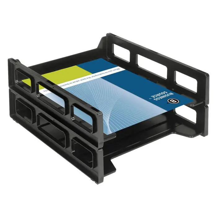 Luxury Business Source Stackable Front Load Letter Tray, 10-1/2 x 12-1/2 x 3 Inches, Black